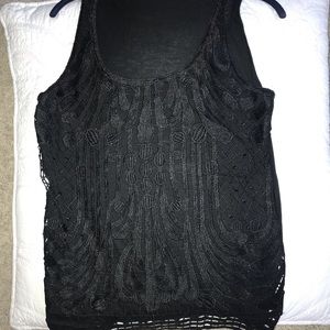 Express black crocheted lace overlay tank - size M